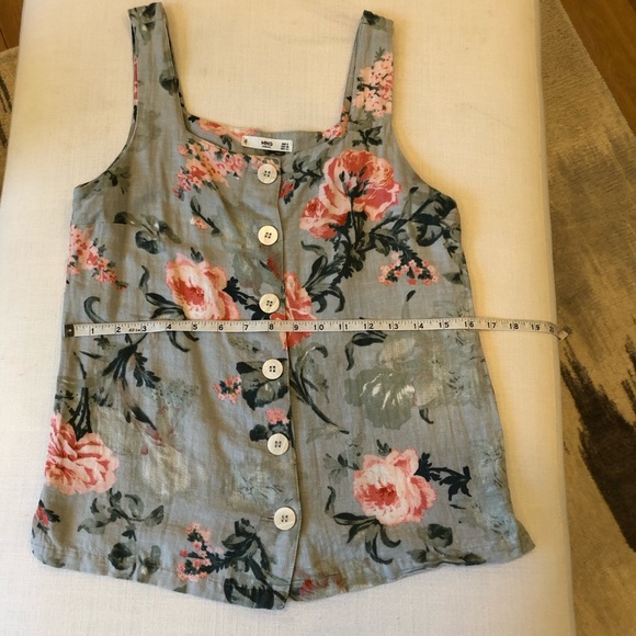 Mango - Ming Floral Button Front Tank Top - Size XS - Picture 3 of 6